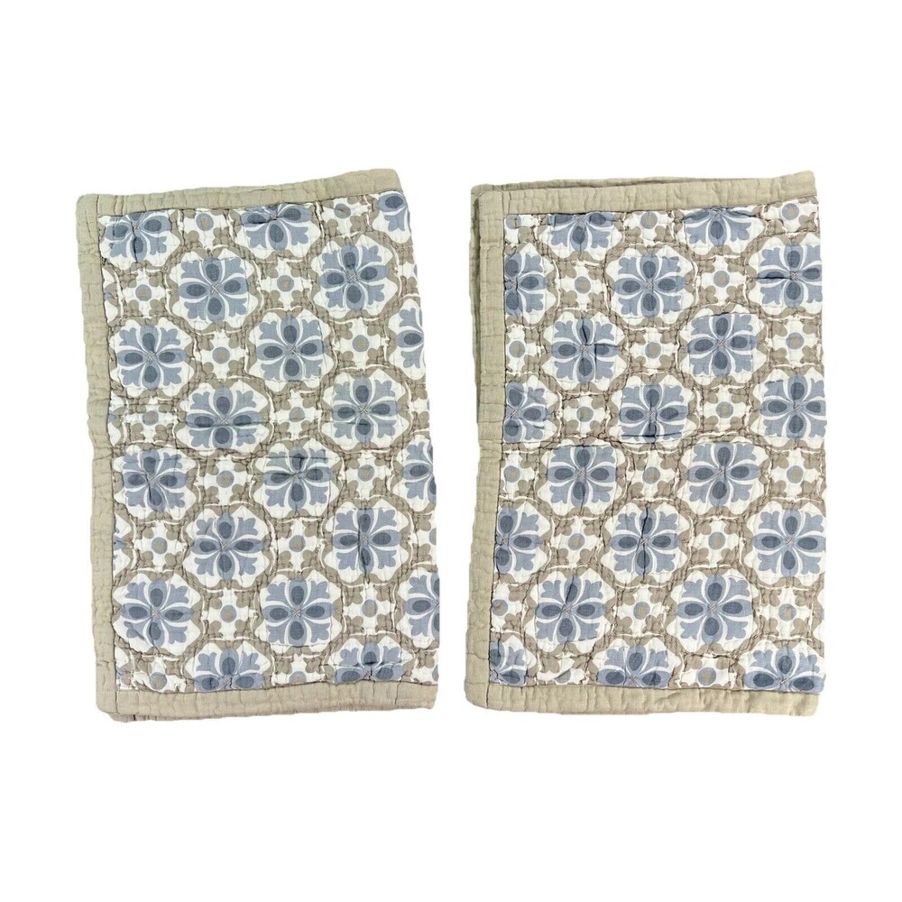 Garnet Hill Trellis Quilted Standard Pillow Shams Set of 2 EUC